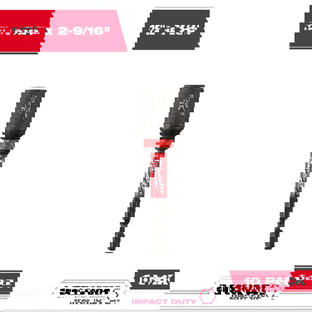 Power & Impact Screwdriver Bit Sets; Bit Type: Impact Nut Driver ; Point Type: Hex ; Drive Size: 1/2 ; Overall Length (Inch): 2-9/16 ; Hex Size Range (Inch): 1/4 ; Blade Width: 1/4